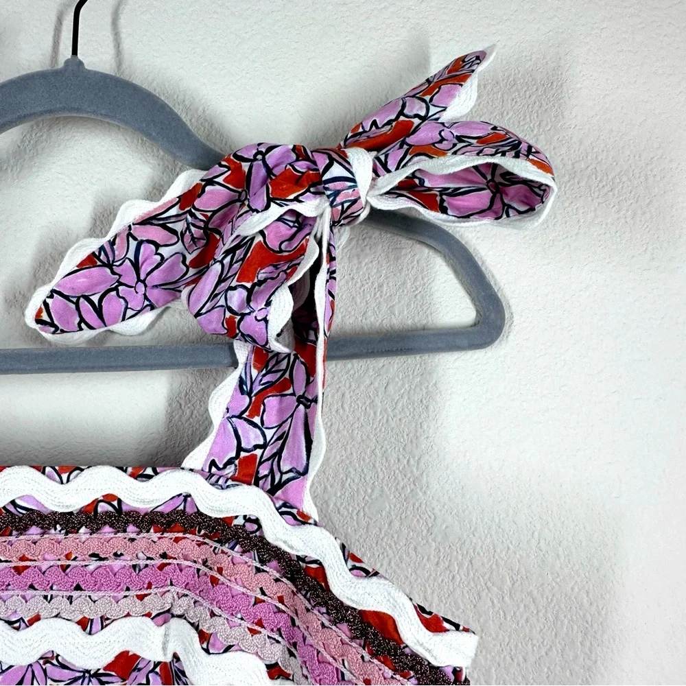 Celia B Floki Tiered Floral Midi Dress With Tie Shoulders Medium NWT - Picture 8 of 14